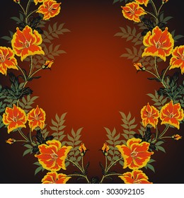 
Invitation or wedding card with abstract floral background.
