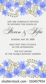 Invitation or wedding card with abstract floral background.