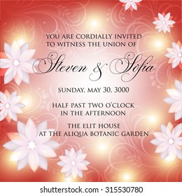 Invitation or wedding card with abstract floral background.