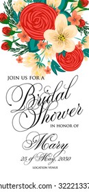 Invitation or wedding card with abstract floral background