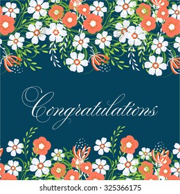 Invitation or wedding card with abstract floral background.