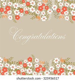 Invitation or wedding card with abstract floral background.