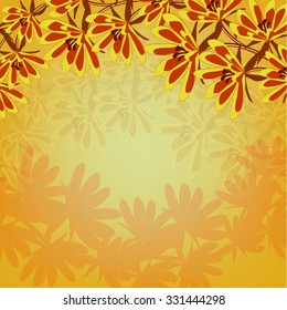 Invitation or wedding card with abstract floral background. 