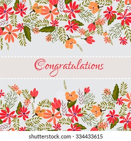 Invitation or wedding card with abstract floral background.