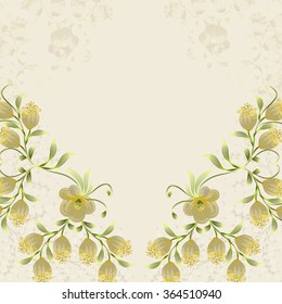 Invitation or wedding card with abstract floral background.
 
