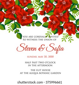 Invitation or wedding card with abstract floral background