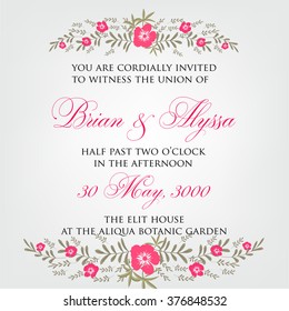 Invitation or wedding card with abstract floral background.