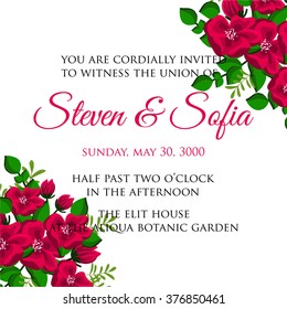 Invitation or wedding card with abstract floral background