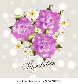 Invitation or wedding card with abstract floral background.