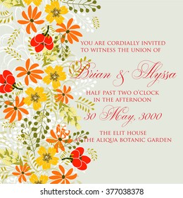 Invitation or wedding card with abstract floral background.