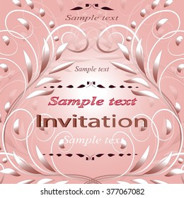 Invitation or wedding card with abstract floral background.