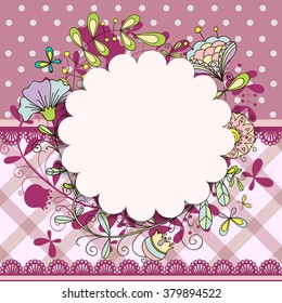 Invitation or wedding card with abstract floral background.