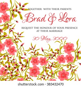 Invitation or wedding card with abstract floral background.