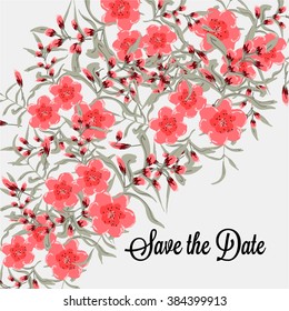 Invitation or wedding card with abstract floral background.