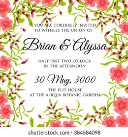 Invitation or wedding card with abstract floral background.
