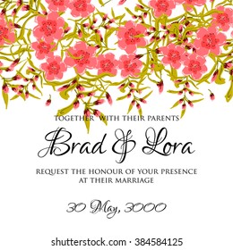 Invitation or wedding card with abstract floral background.