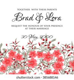 Invitation or wedding card with abstract floral background.