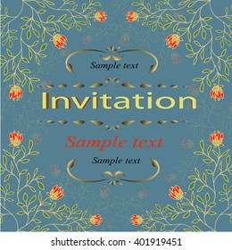 Invitation or wedding card with abstract floral background.
 
