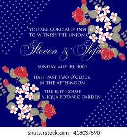 Invitation or wedding card with abstract floral background.