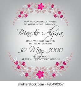 Invitation or wedding card with abstract floral background.
