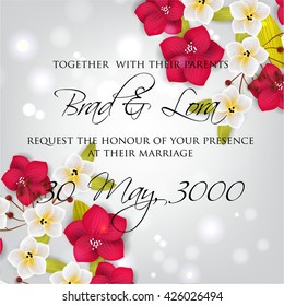 Invitation or wedding card with abstract floral background.