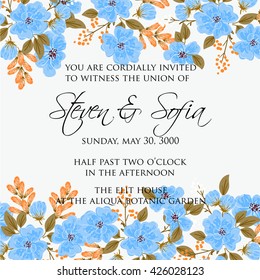 Invitation or wedding card with abstract floral background.