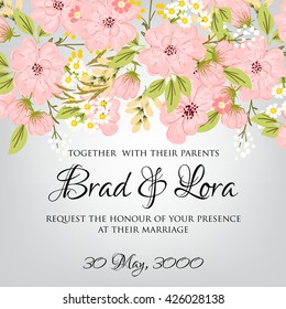 Invitation or wedding card with abstract floral background.