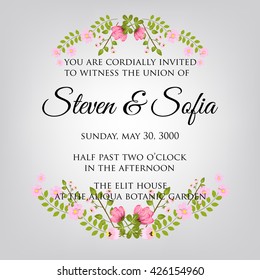 Invitation or wedding card with abstract floral background.