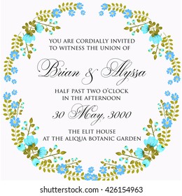 Invitation or wedding card with abstract floral background.