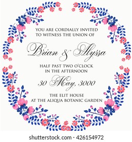 Invitation or wedding card with abstract floral background.
