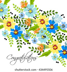 Invitation or wedding card with abstract floral background.