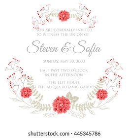 Invitation or wedding card with abstract floral background.