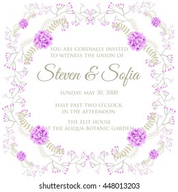 Invitation or wedding card with abstract floral background.