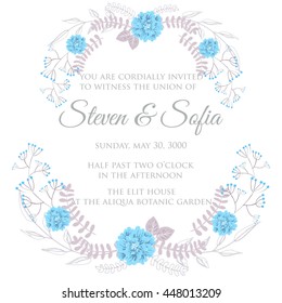 Invitation or wedding card with abstract floral background.