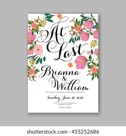 Invitation or wedding card with abstract floral background.