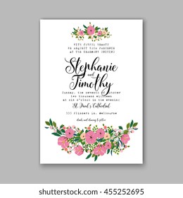 Invitation or wedding card with abstract floral background.