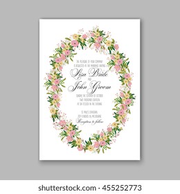 Invitation or wedding card with abstract floral background.