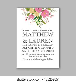Invitation or wedding card with abstract floral background.
