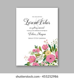 Invitation or wedding card with abstract floral background.