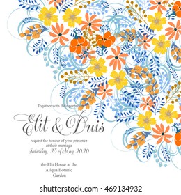 Invitation or wedding card with abstract floral background.