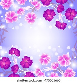 Invitation or wedding card with abstract floral background.