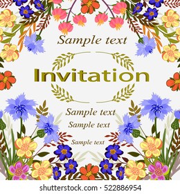 Invitation or wedding card with abstract floral background. 