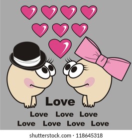  Invitation wedding card (Animated cartoon). Love card with monsters. Funny creatures collection. Vector illustration.