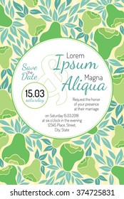Invitation wedding card with current trendy flowers vector template