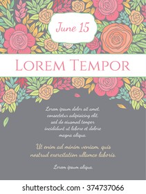 Invitation wedding card with current trendy flowers vector template