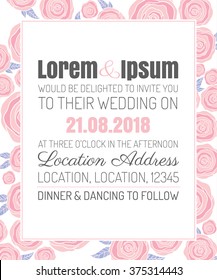 Invitation wedding card with current trendy flowers vector template 