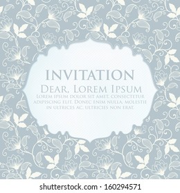 Invitation or wedding card with damask background and elegant floral elements. eps10