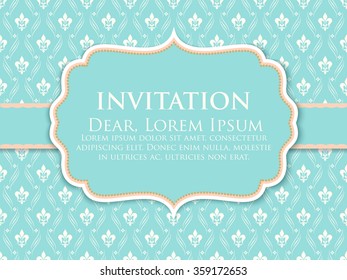 Invitation or wedding card with damask background and elegant floral elements. eps10