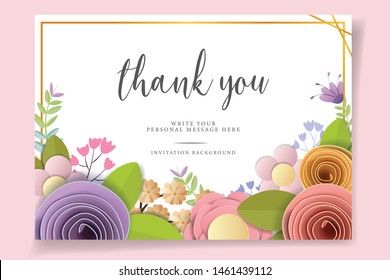 Invitation or wedding card design. craft paper flowers, spring, autumn, wedding and valentine festive floral bouquet, bright fall colors. vector illustration.