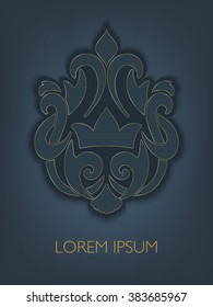 Invitation or wedding card with elegant damask element. Elegant old fashioned invitation card. eps10